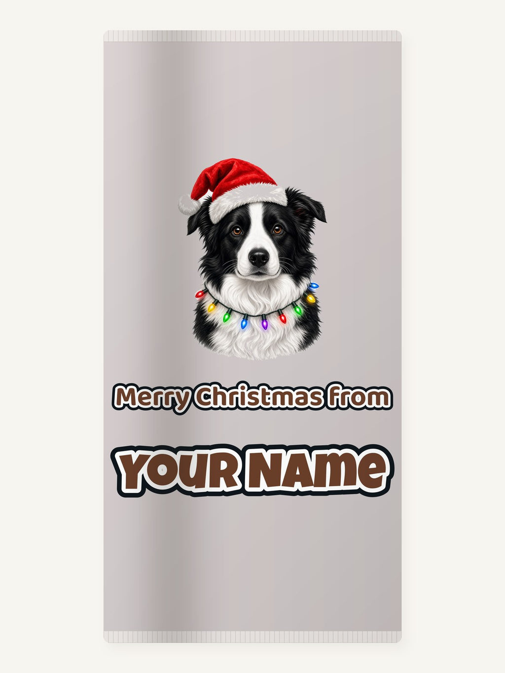 Border Collie in Fairy Lights Personalised Beach Towel