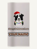 Border Collie in Fairy Lights Personalised Beach Towel