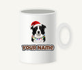 Border Collie in Fairy Lights Personalised Christmas Mug