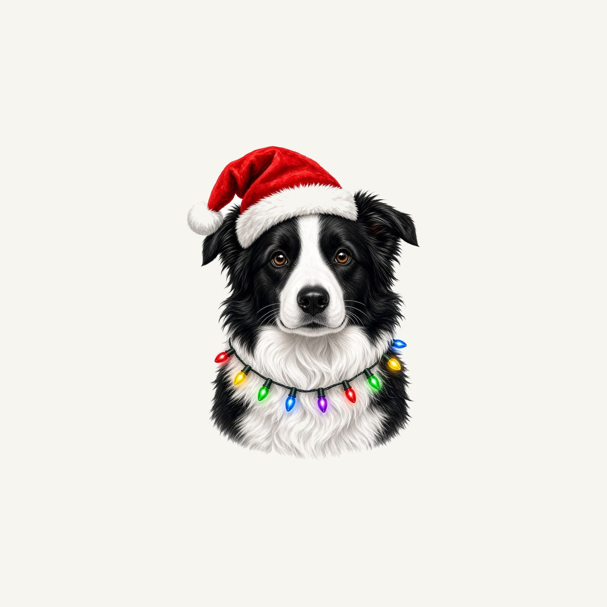 Border Collie in Fairy Lights Personalised Christmas Mug