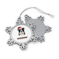 Border Collie in Fairy Lights Personalised Pewter Christmas Ornament