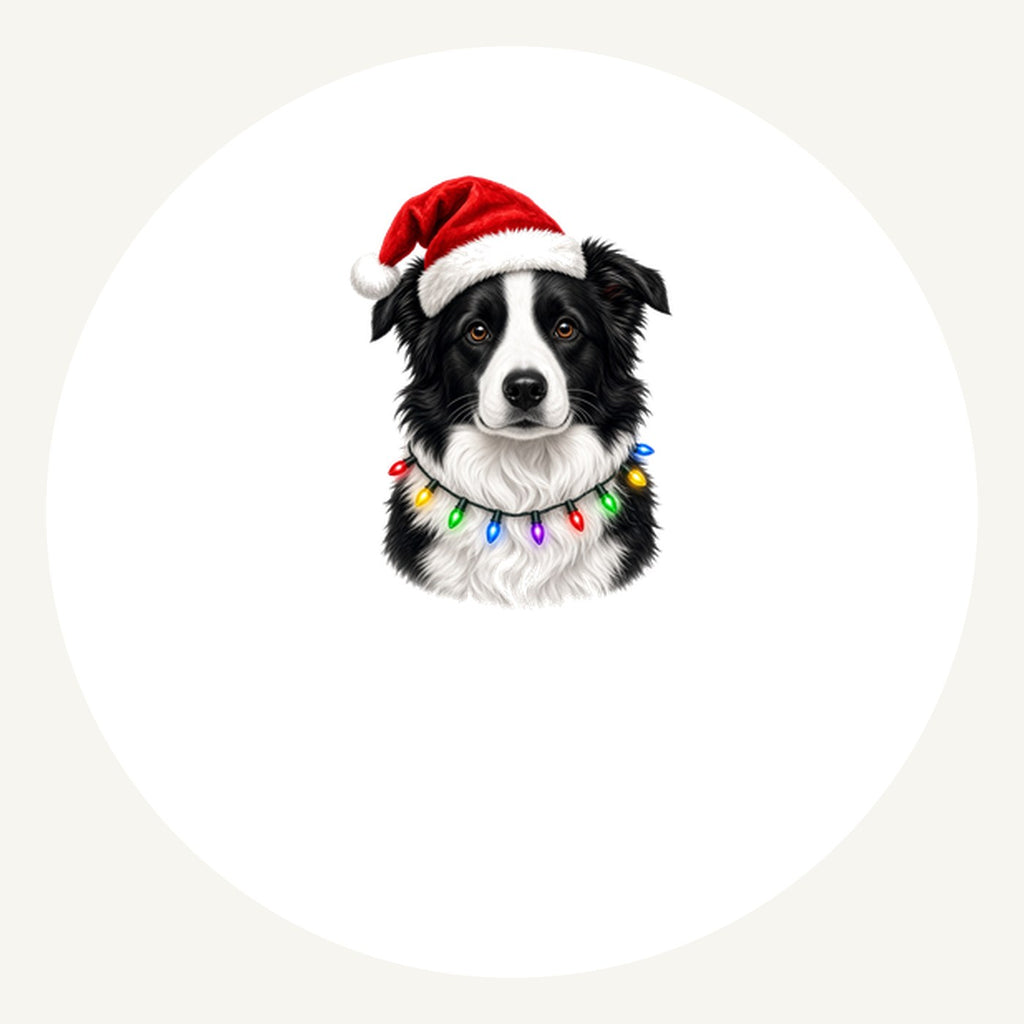 Border Collie in Fairy Lights Personalised Pewter Christmas Ornament