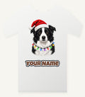 Border Collie in Fairy Lights Personalised Christmas T-Shirt and Hoodie