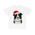 Border Collie In Fairy Lights design on a white tee