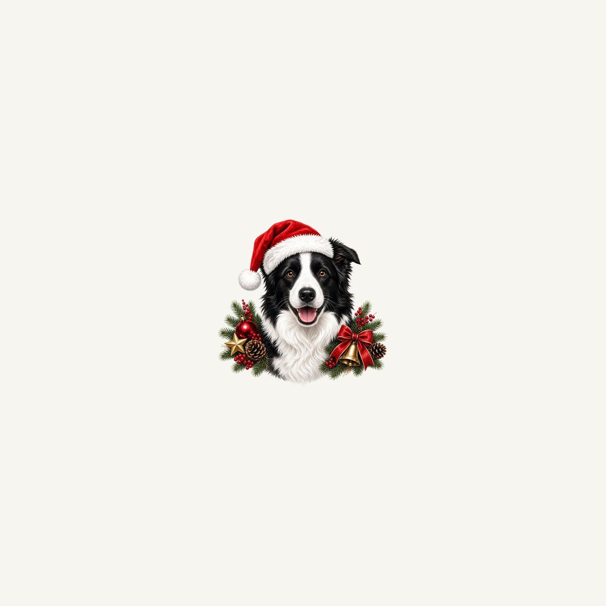 Border Collie with Bells and Pine Personalised Beach Towel