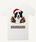 Border Collie with Bells and Pine Personalised Christmas T-Shirt and Hoodie