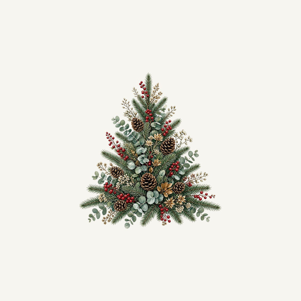 Botanical Evergreen Spray Personalised Christmas Mug