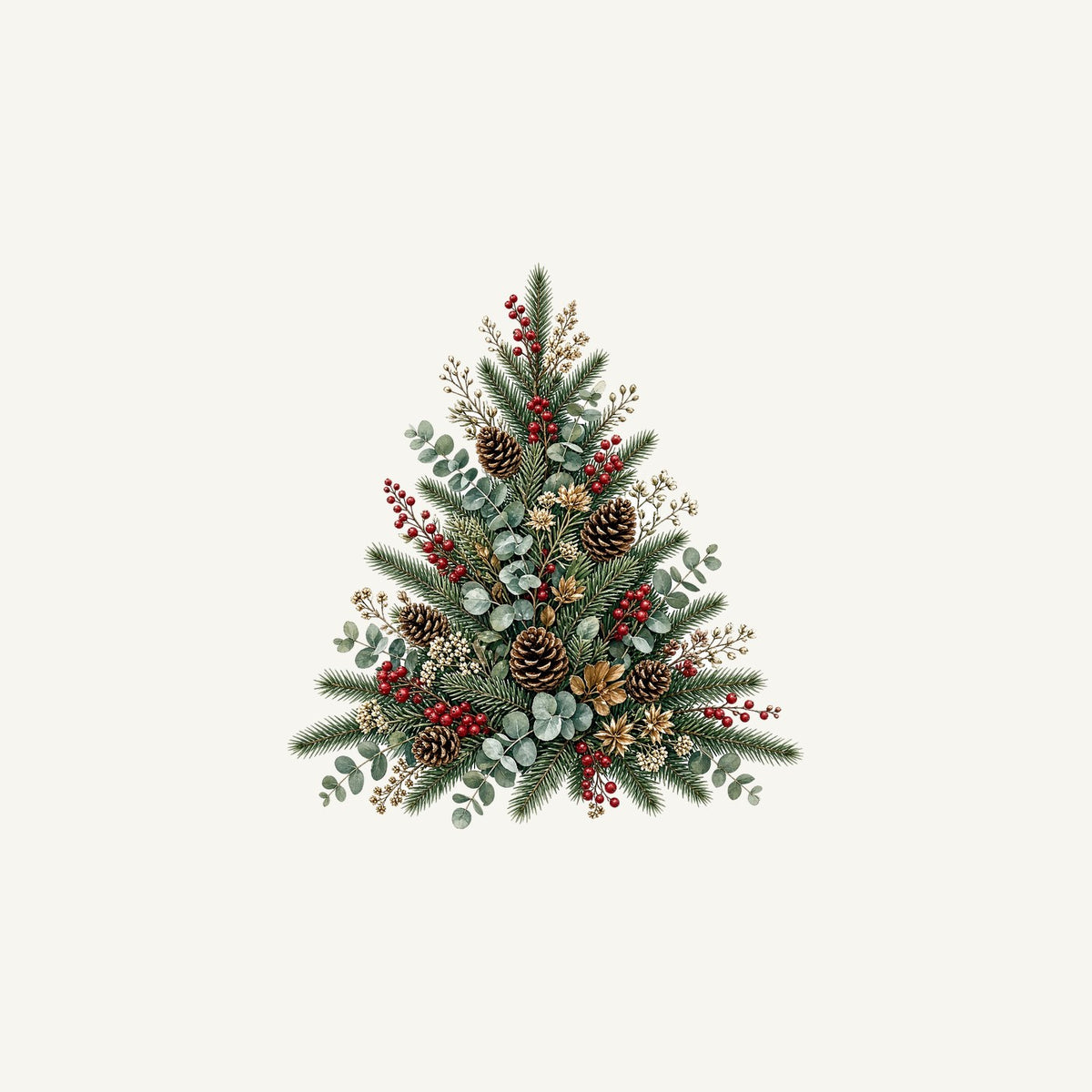 Botanical Evergreen Spray Personalised Christmas Mug