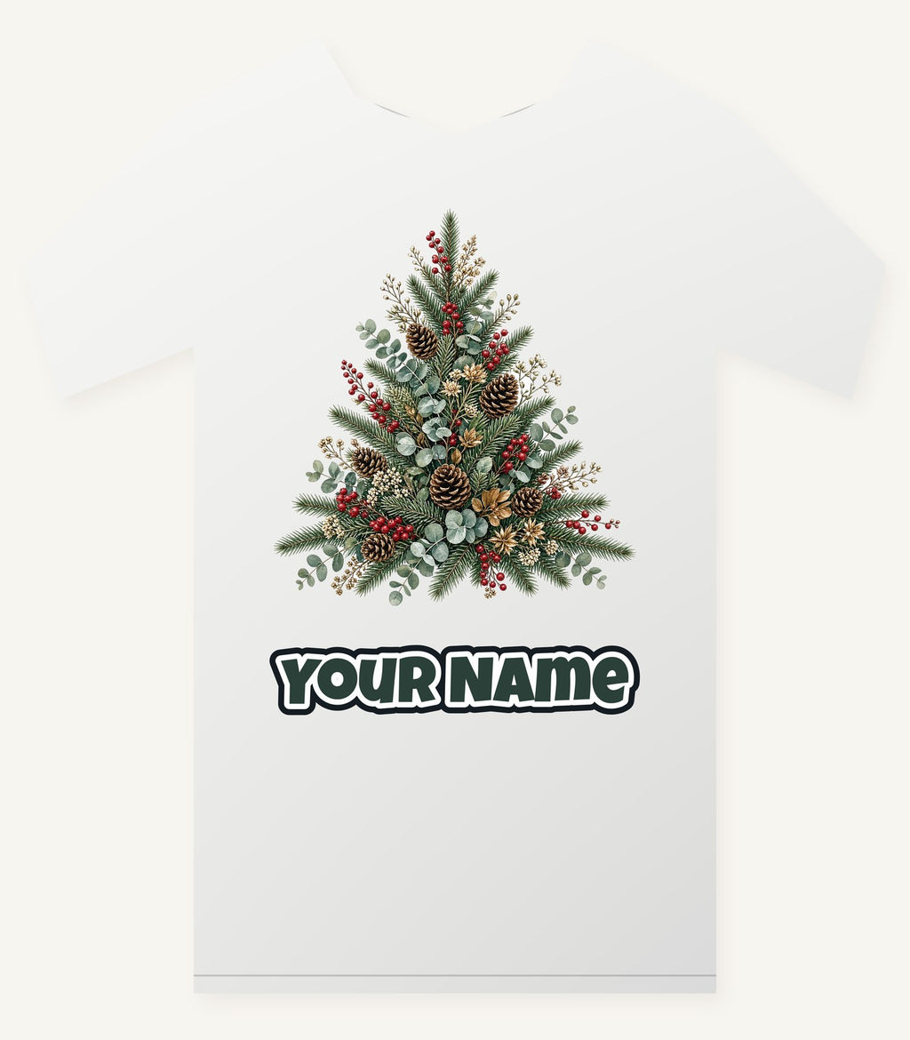 Botanical Evergreen Spray Personalised Christmas T-Shirt and Hoodie