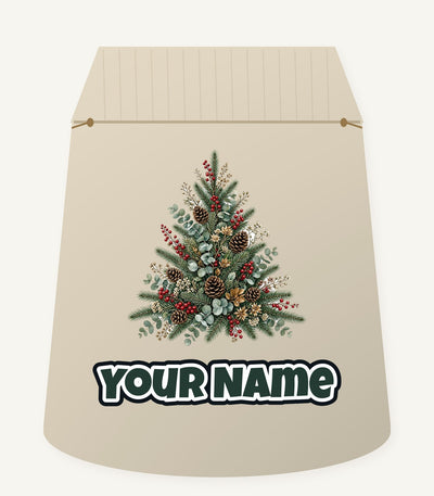 Botanical Evergreen Spray Personalised Santa Sack