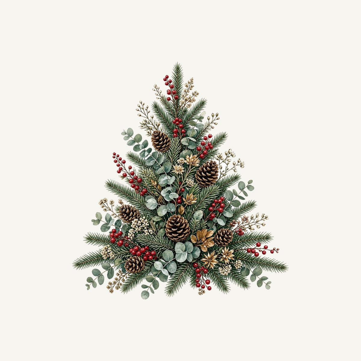 Botanical Evergreen Spray Personalised Santa Sack