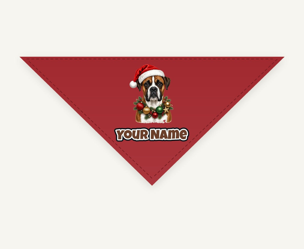 Boxer Christmas Personalised Christmas Pet Bandana, Cat or Dog