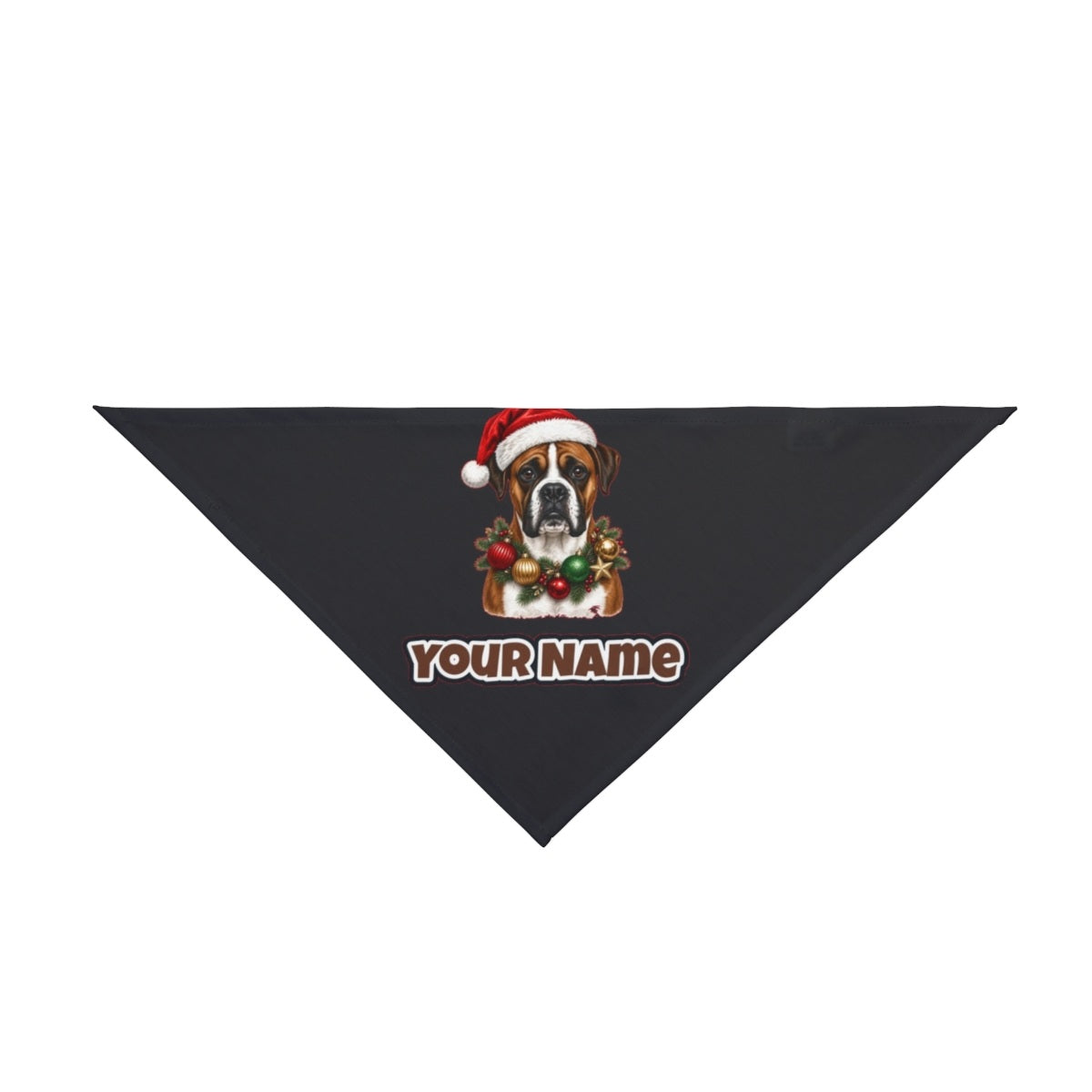 Boxer personalised Christmas pet bandana in black, tie-on style