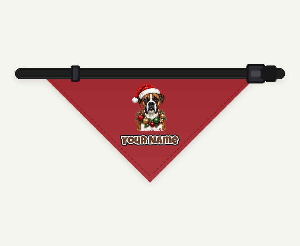 Boxer personalised Christmas pet bandana collar with buckle