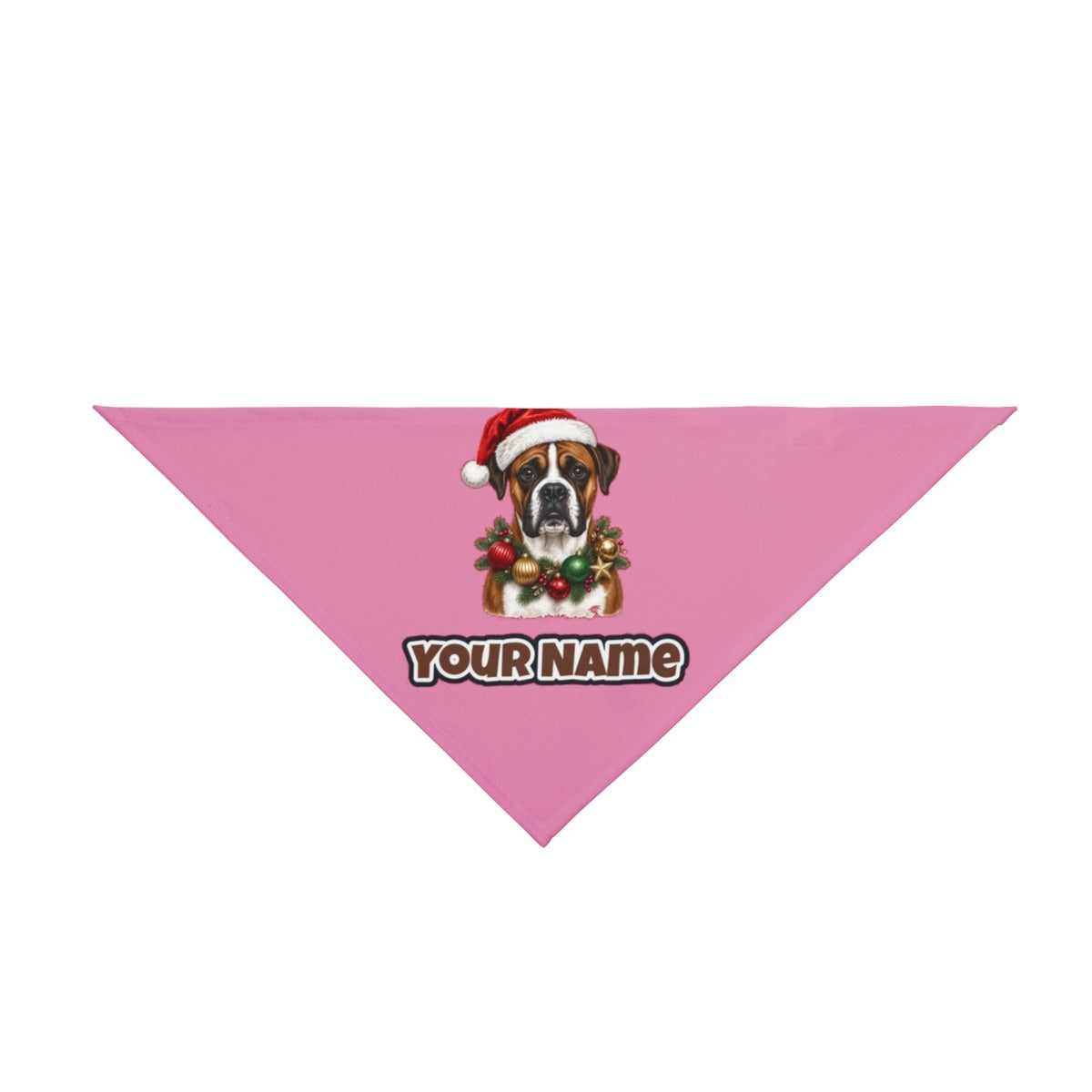 Boxer personalised Christmas pet bandana in pink, tie-on style