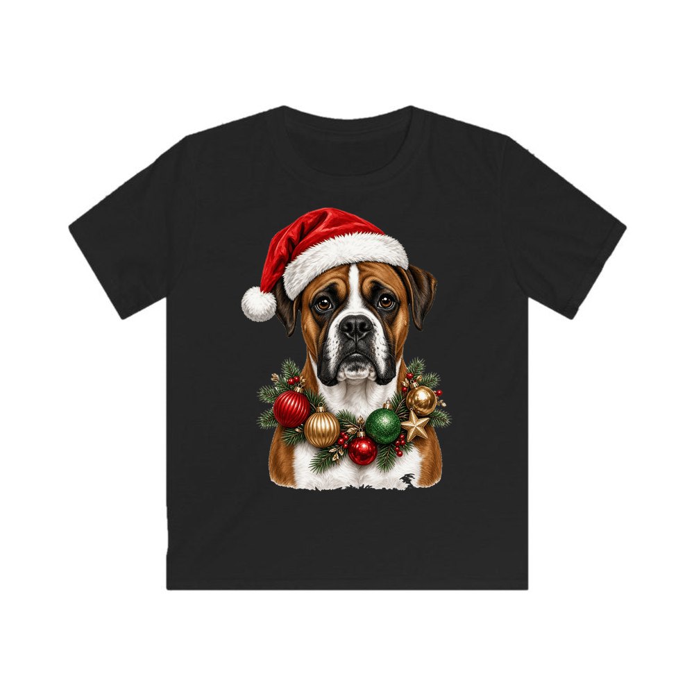 Boxer personalised kids Christmas tee in black