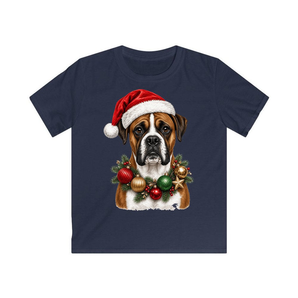Boxer personalised kids Christmas tee in navy