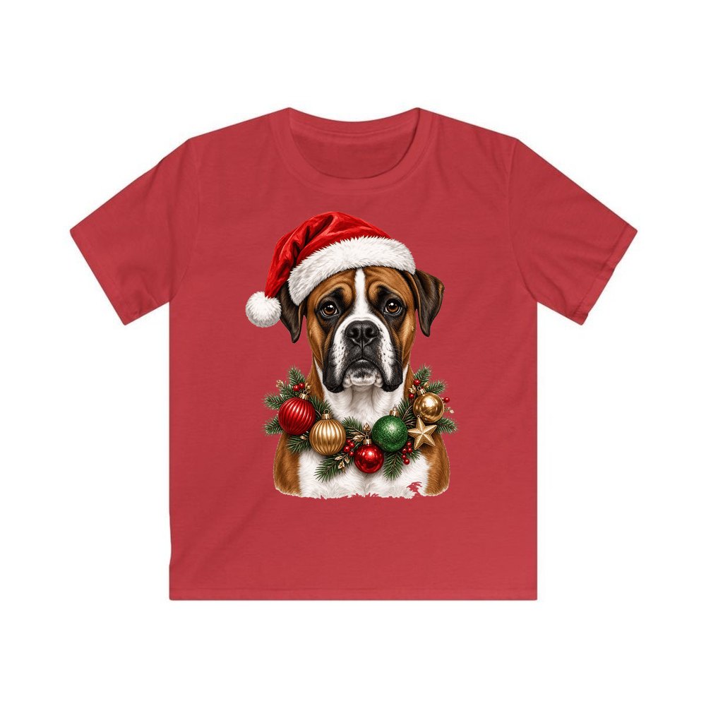 Boxer personalised kids Christmas tee in red
