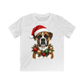 Boxer Christmas Kids Christmas Tee design on a white kids tee