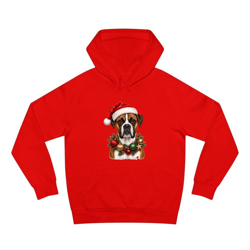 Boxer personalised Christmas hoodie in red