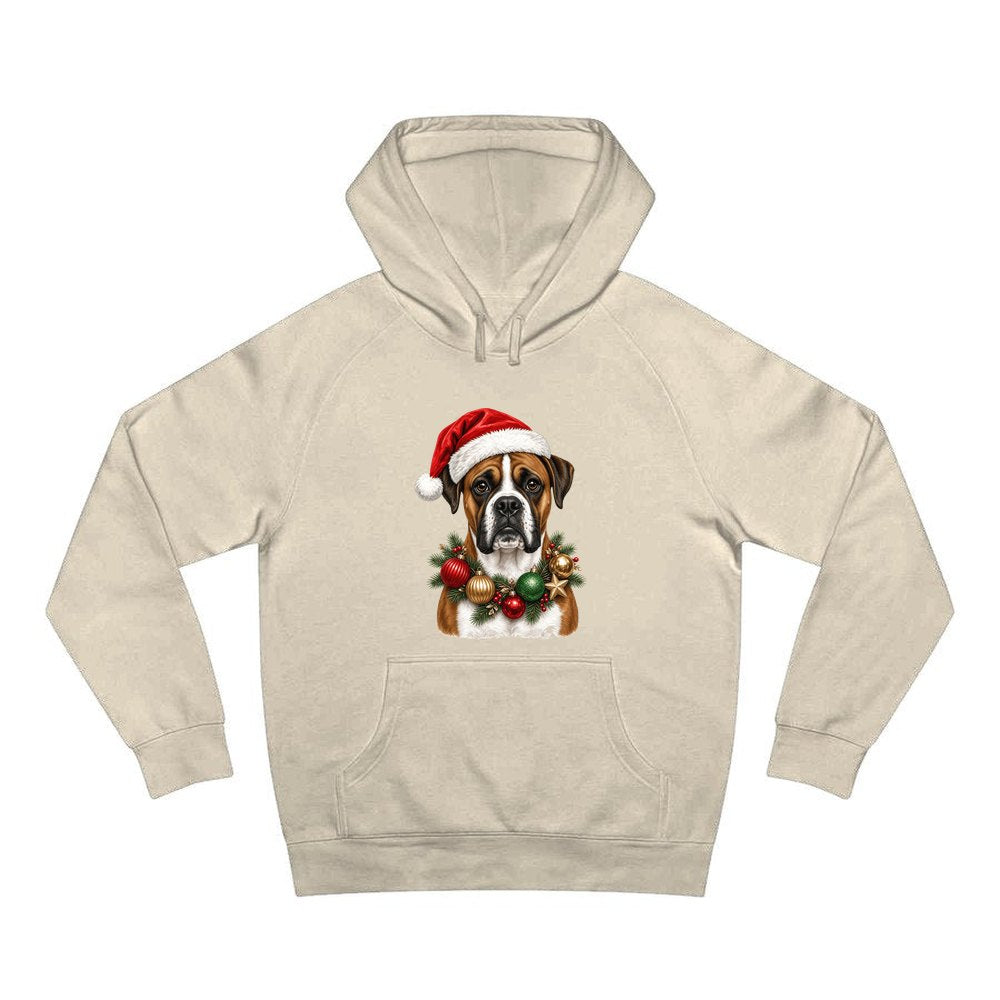 Boxer personalised Christmas hoodie in sand
