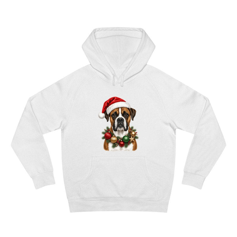 Boxer personalised Christmas hoodie in white