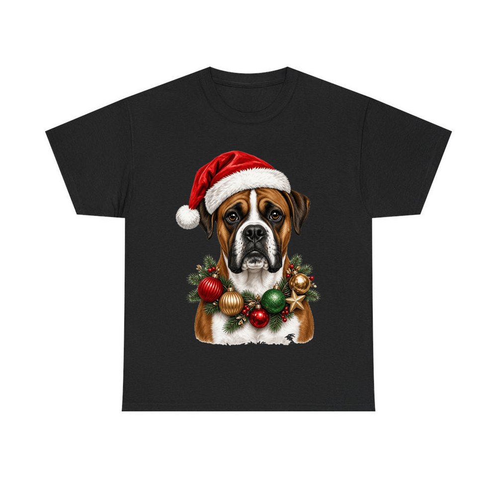 Boxer personalised Christmas T-shirt in black