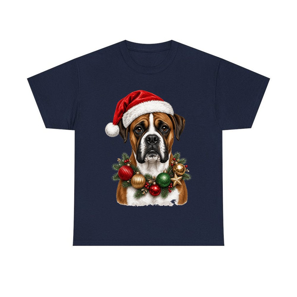 Boxer personalised Christmas T-shirt in navy