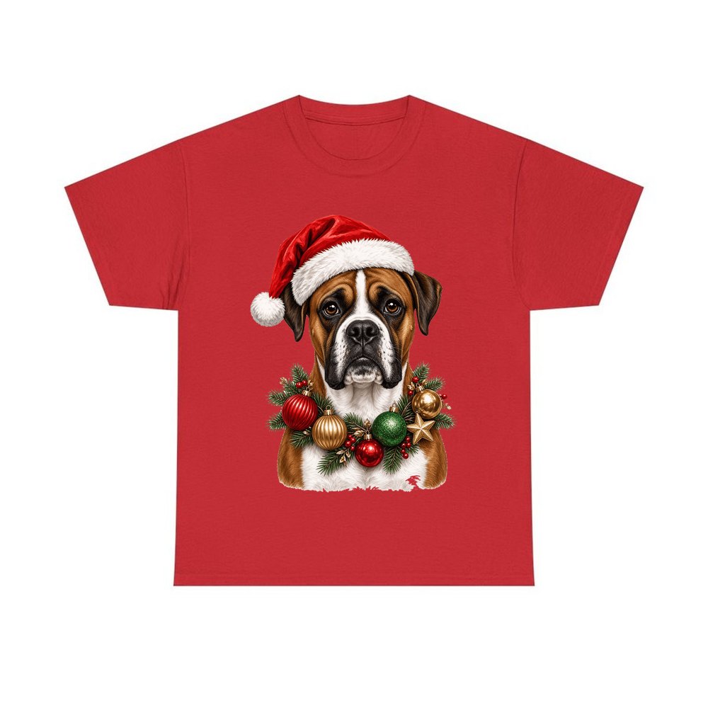 Boxer personalised Christmas T-shirt in red