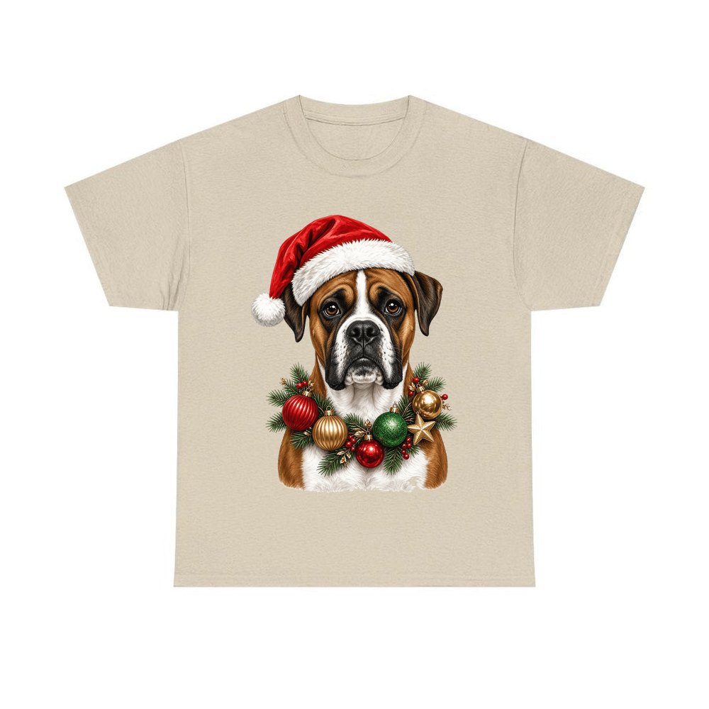 Boxer personalised Christmas T-shirt in sand