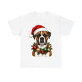 Boxer Christmas design on a white tee
