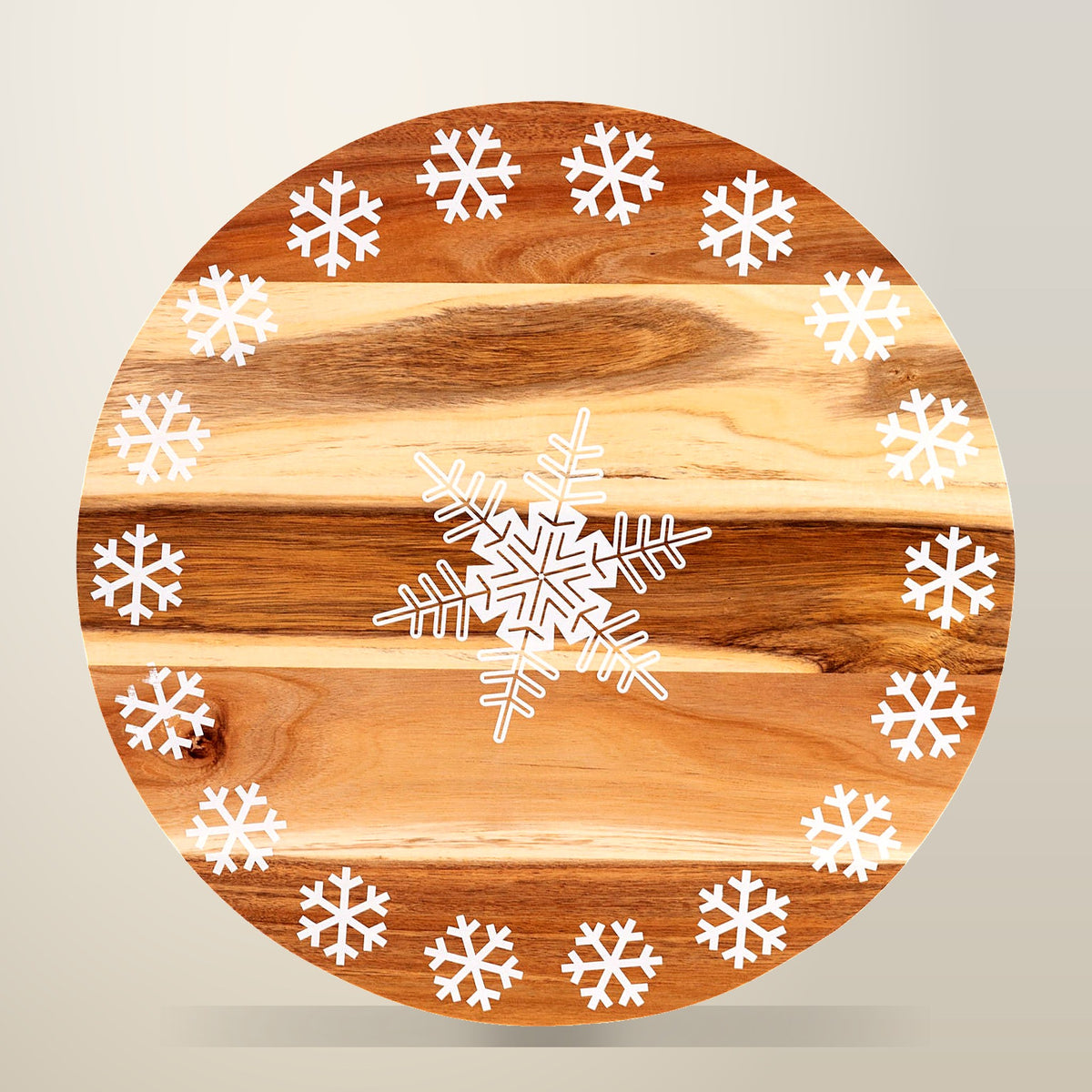Bread and Butter Printed Wooden Lazy Susan, 18 inch, on a plain cream background