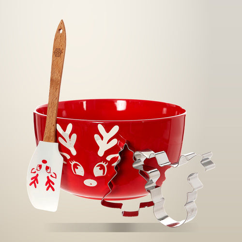 Bread and Butter Icy Reindeer Mixing Bowl Set, on a plain cream background