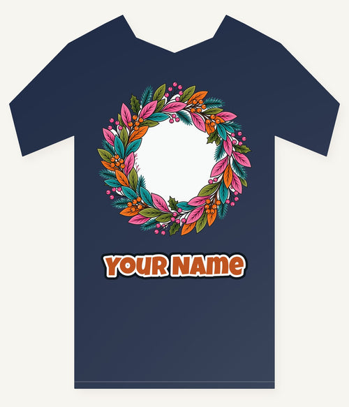 Bright Retro Leaf Wreath Personalised Kids Tee and Baby Bodysuit