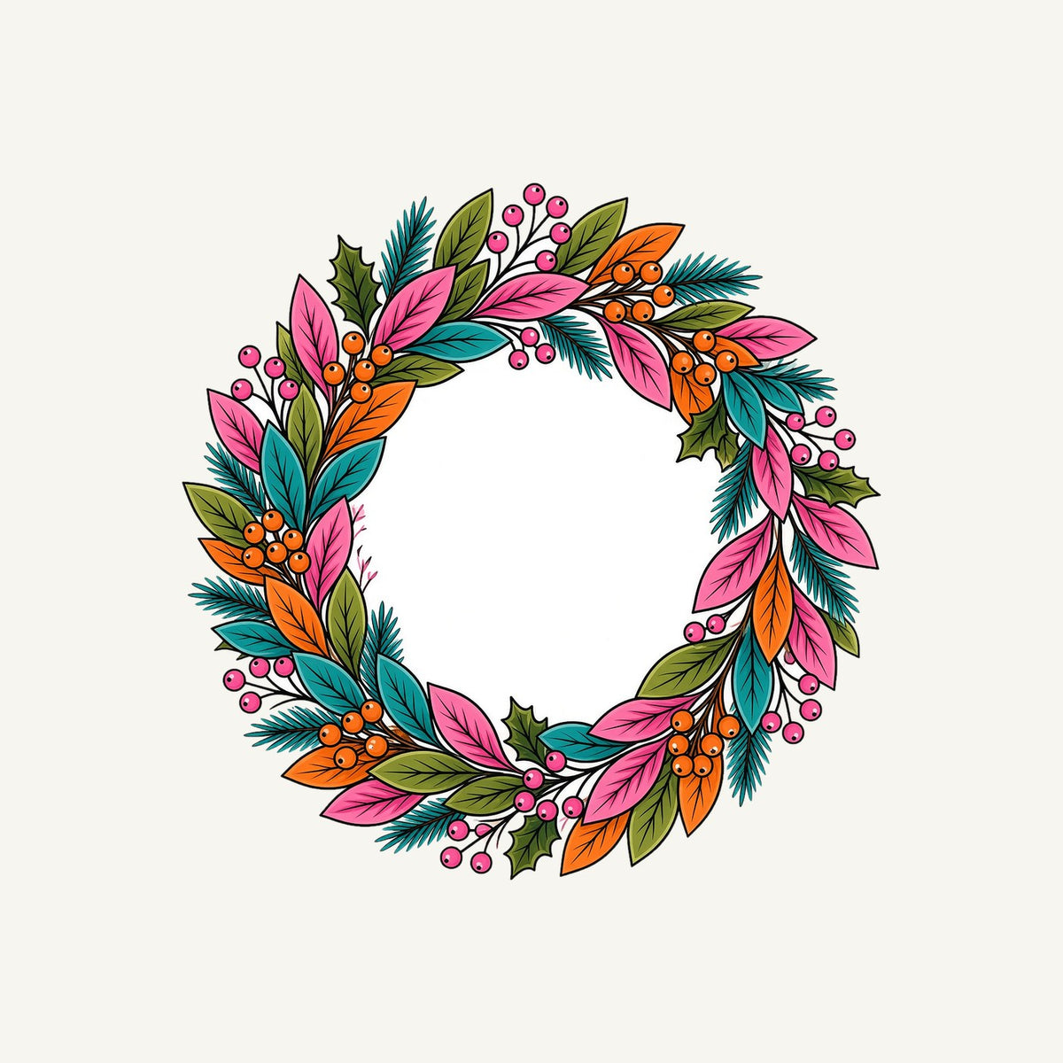 Bright Retro Leaf Wreath Personalised Kids Tee and Baby Bodysuit