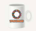 Bright Retro Leaf Wreath Personalised Christmas Mug