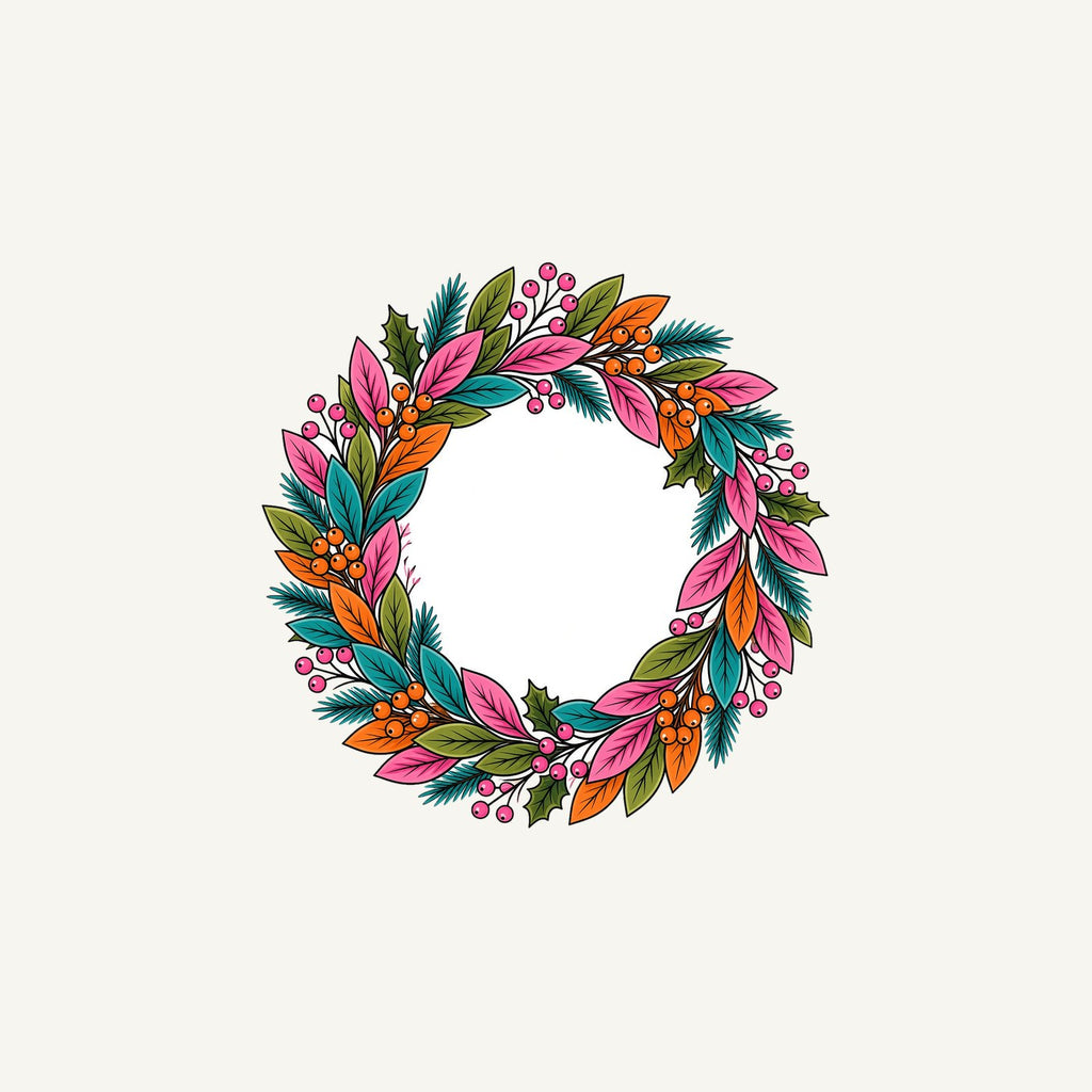 Bright Retro Leaf Wreath Personalised Christmas Mug