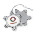 Bright Retro Leaf Wreath Personalised Pewter Christmas Ornament