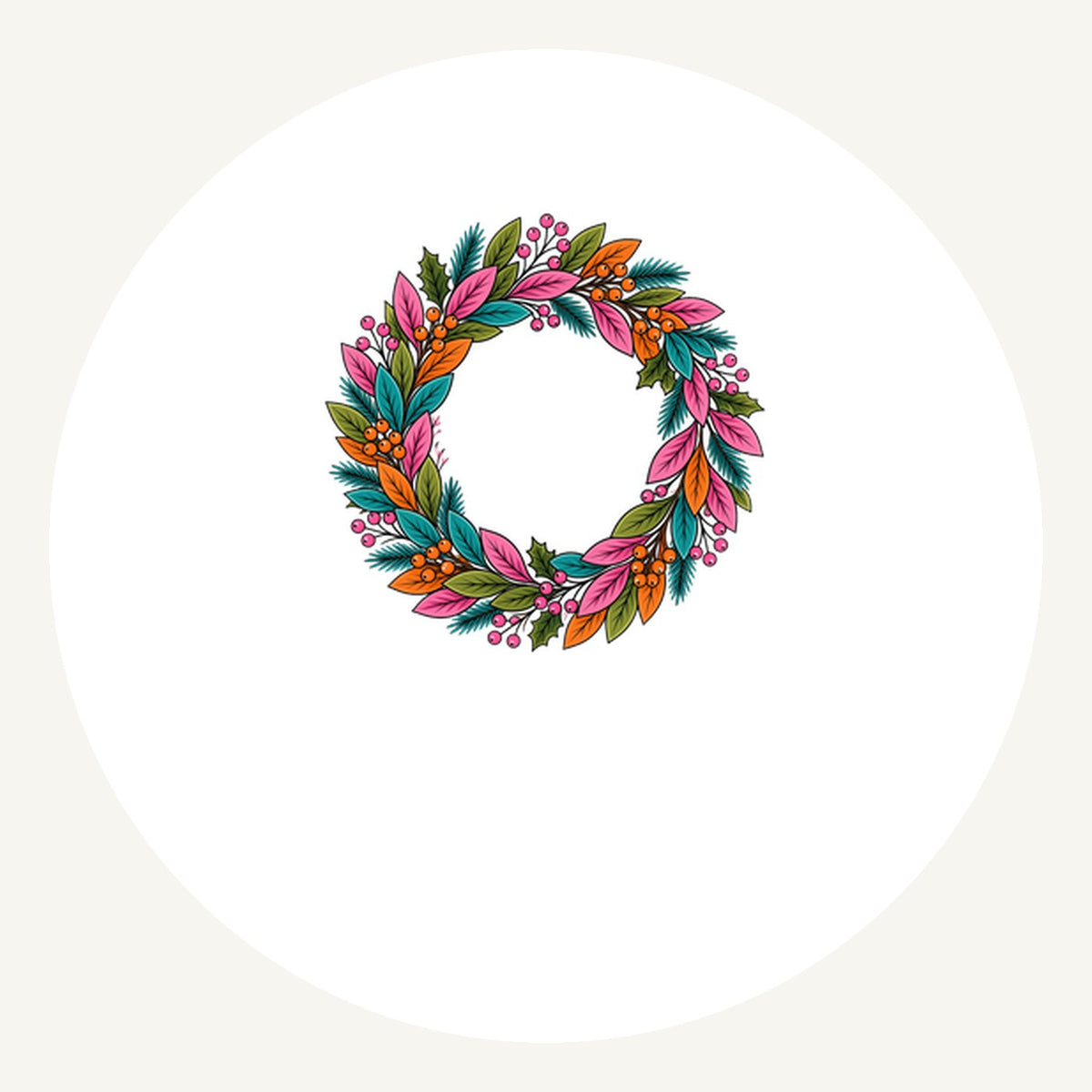 Bright Retro Leaf Wreath Personalised Pewter Christmas Ornament