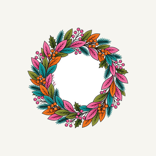Bright Retro Leaf Wreath Personalised Christmas T-Shirt and Hoodie