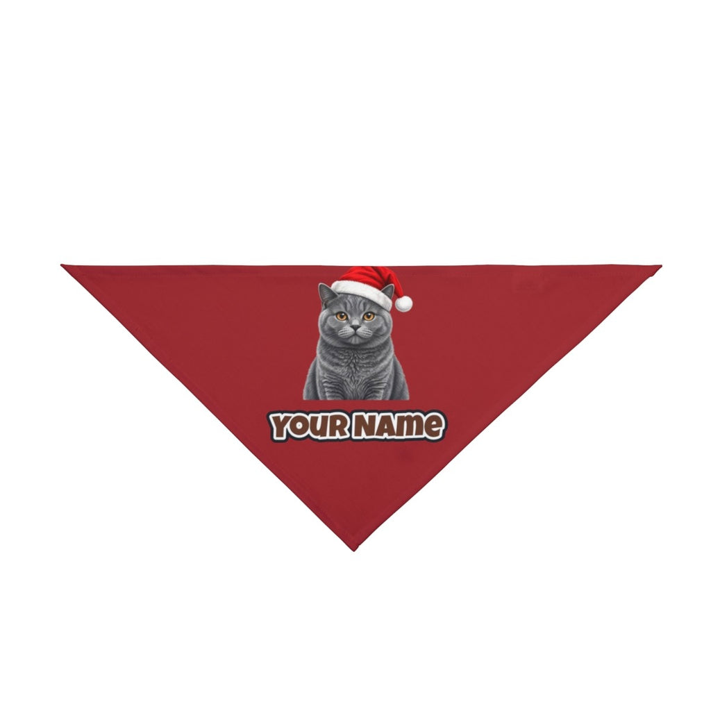 British Shorthair personalised Christmas pet bandana, tie-on style