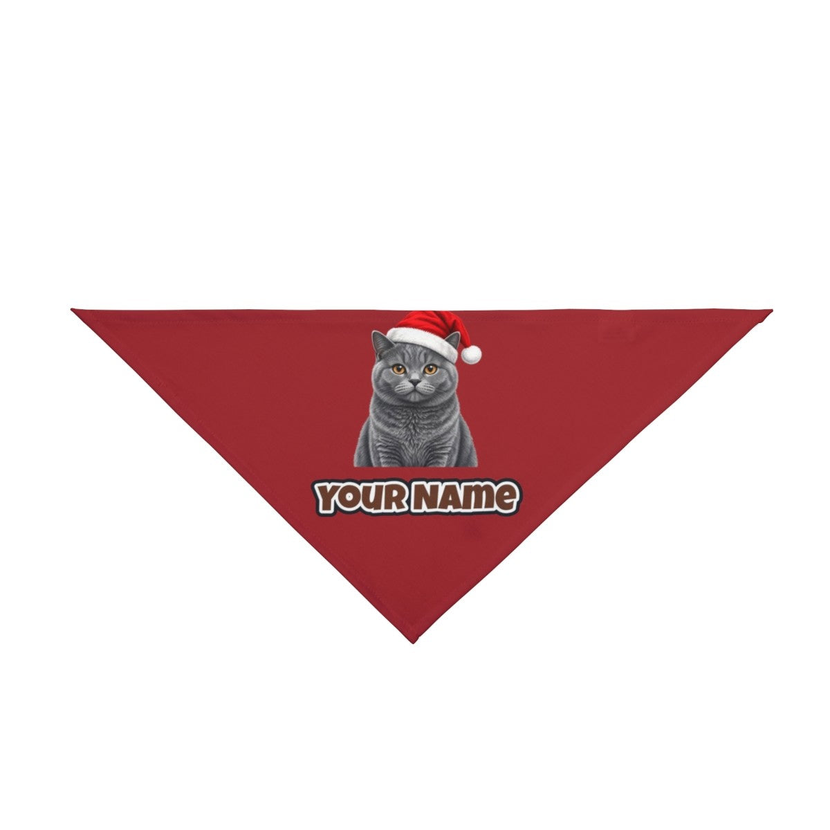 British Shorthair personalised Christmas pet bandana, tie-on style