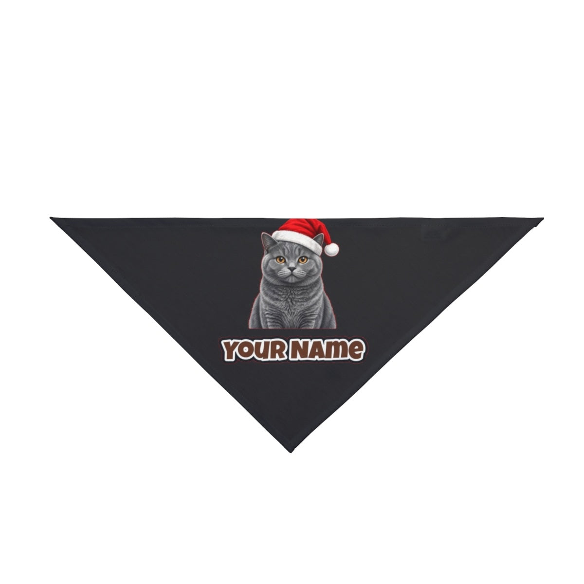 British Shorthair personalised Christmas pet bandana in black, tie-on style