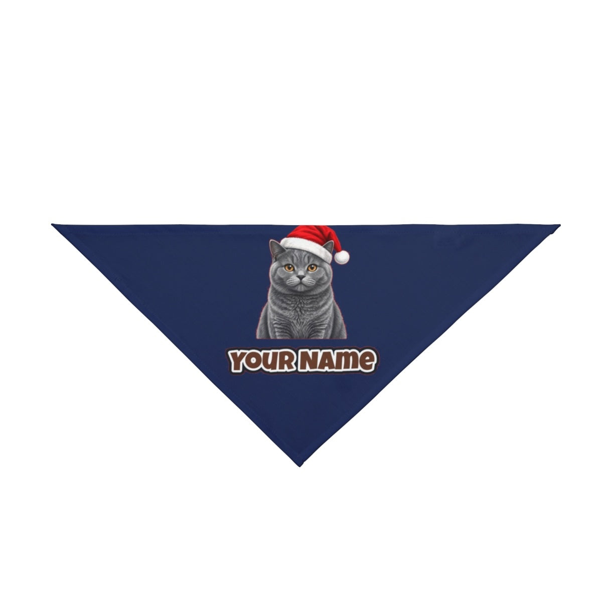 British Shorthair personalised Christmas pet bandana in navy, tie-on style