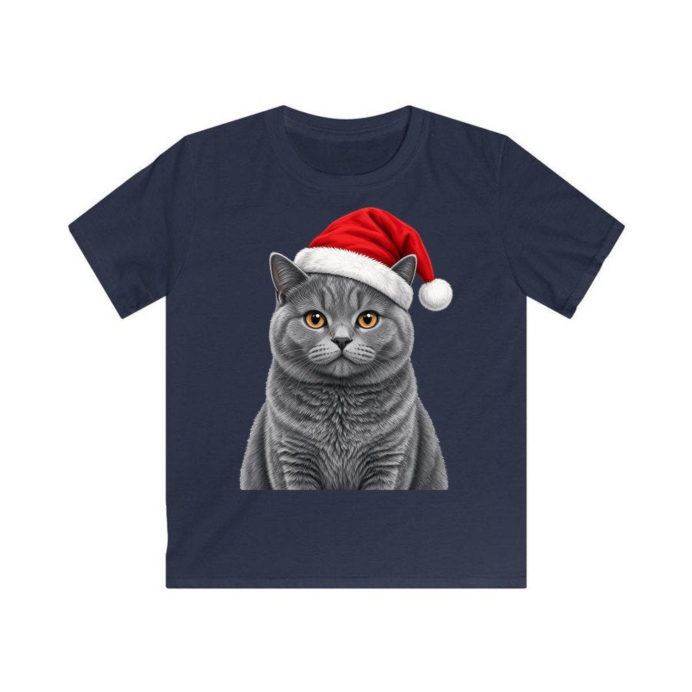 British Shorthair personalised kids Christmas tee in navy
