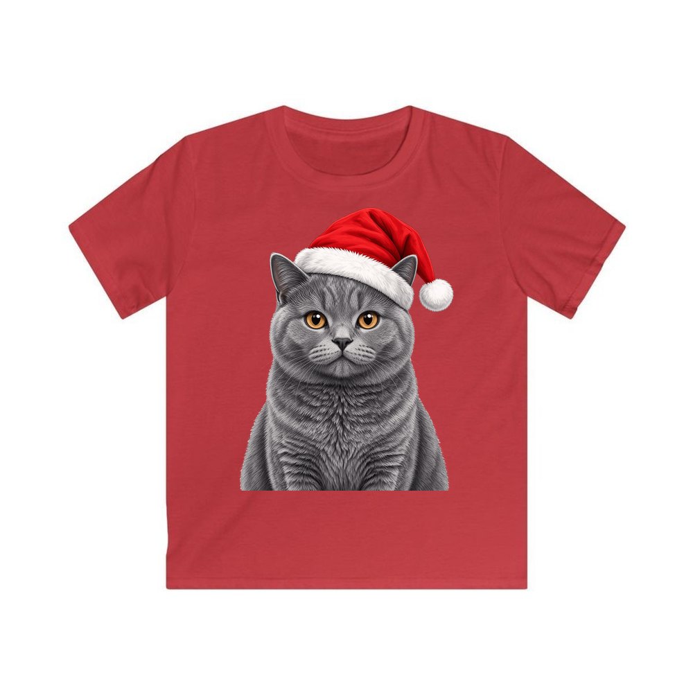 British Shorthair personalised kids Christmas tee in red