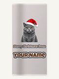British Shorthair Christmas Personalised Beach Towel