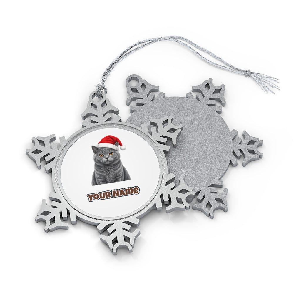 British Shorthair Personalised Pewter Christmas Ornament