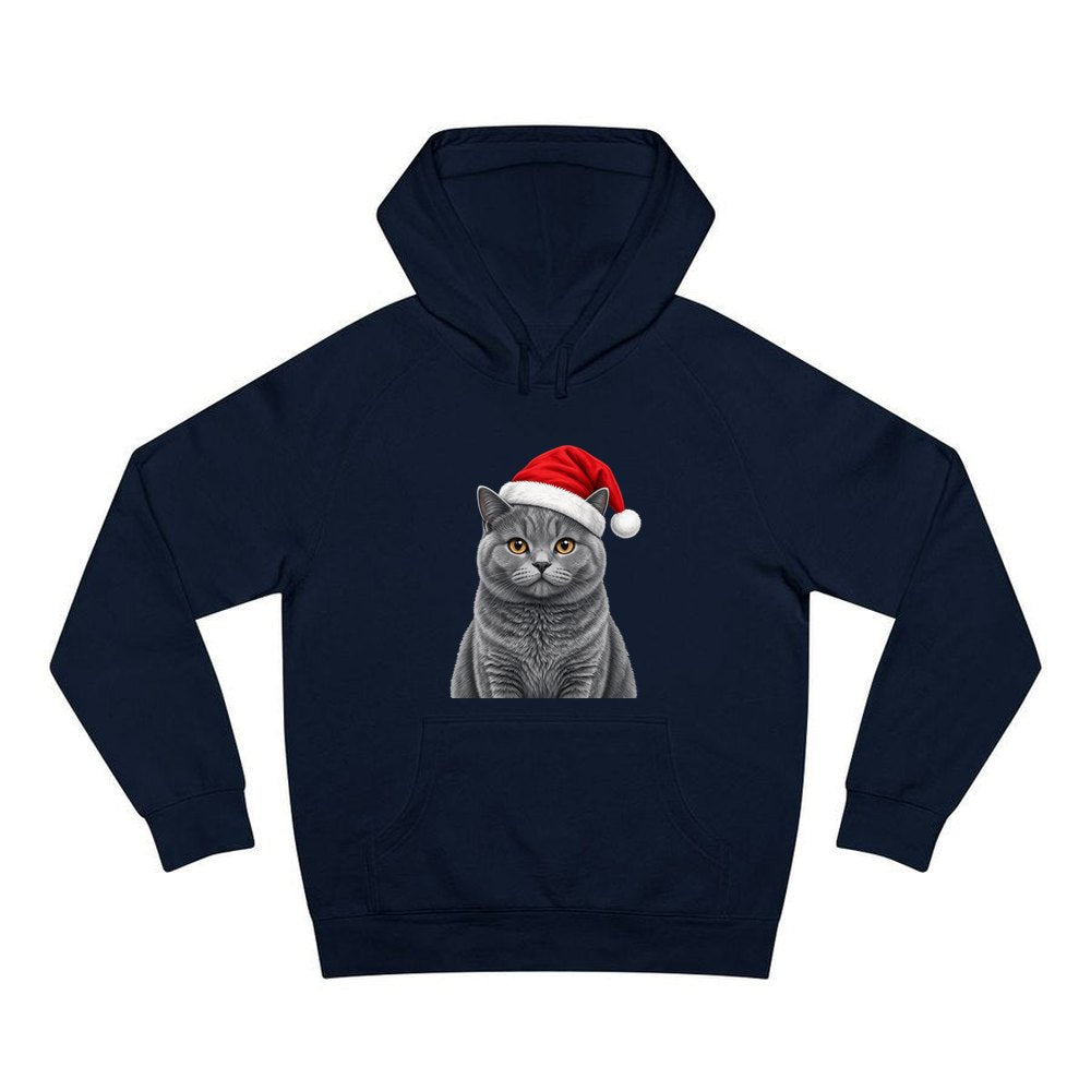 British Shorthair personalised Christmas hoodie in navy