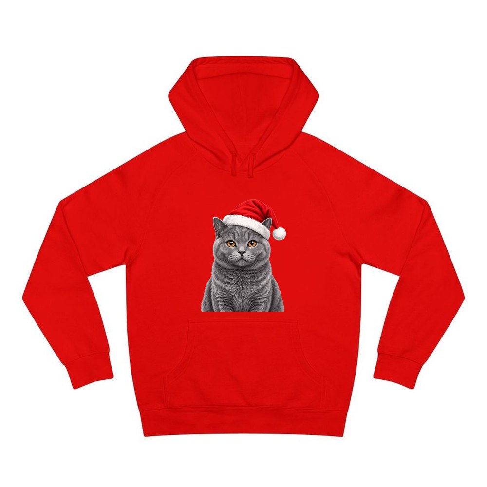 British Shorthair personalised Christmas hoodie in red
